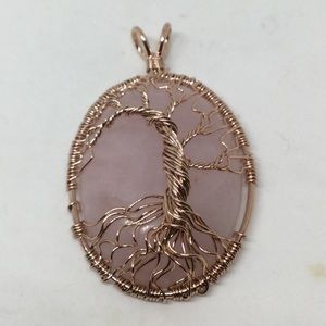 Rose Quartz Wire Wrapped Tree of Life Pendant